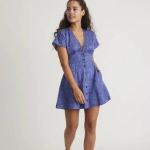 Marine Layer Dress XL Blue Ditsy Floral Mini Lyocell Buttons Camila